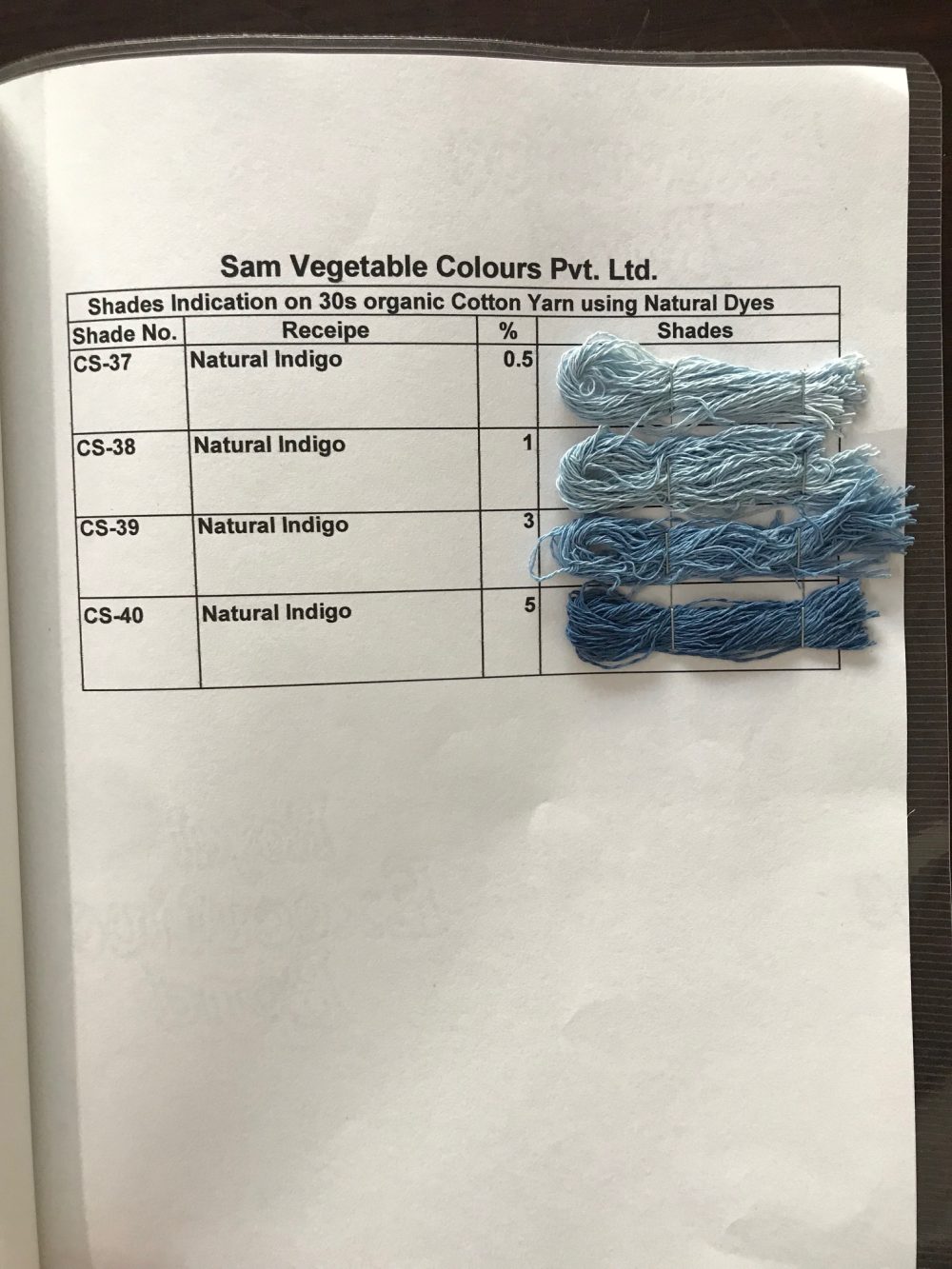 Natural Dye Shade Card on Cotton Page 10