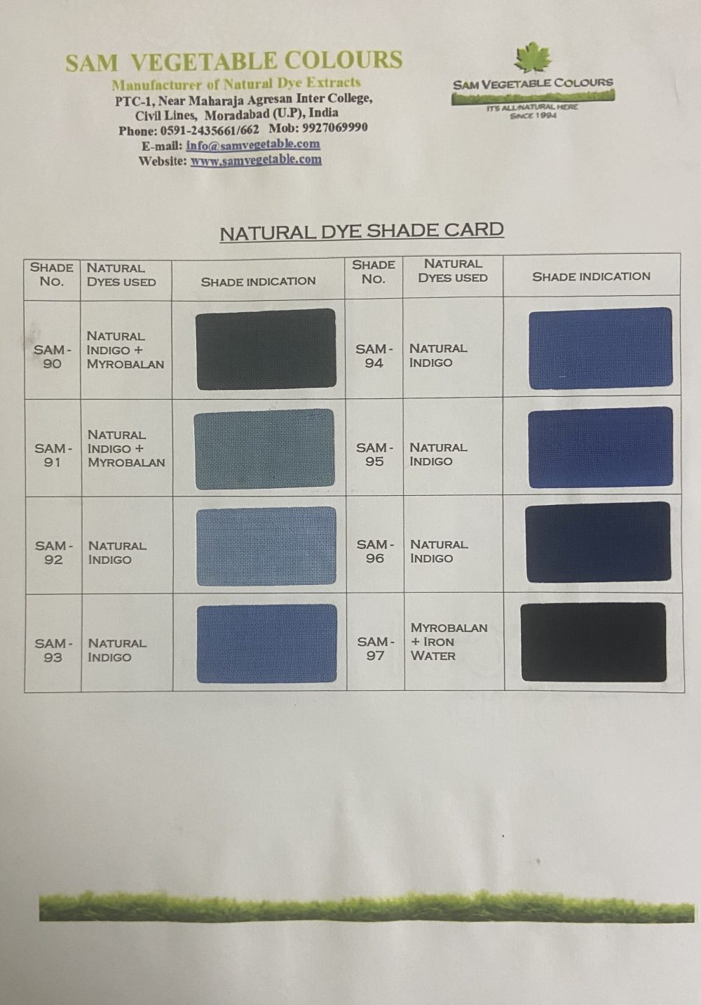 Natural Dye Shade Card on Cotton Page 12