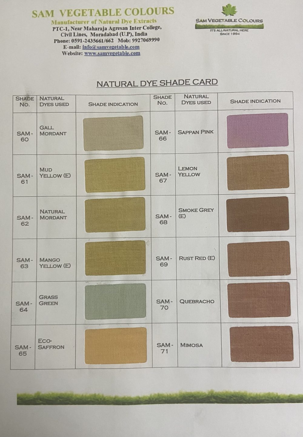Natural Dye Shade Card on Cotton Page 13