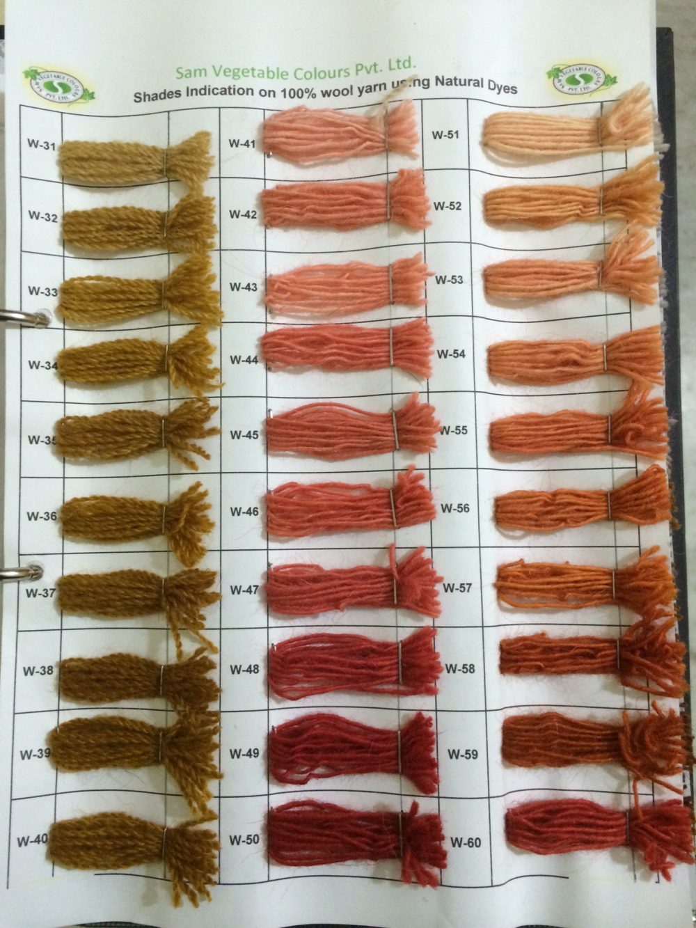 Natural Dye Shade Card on Carpet Wool Page2