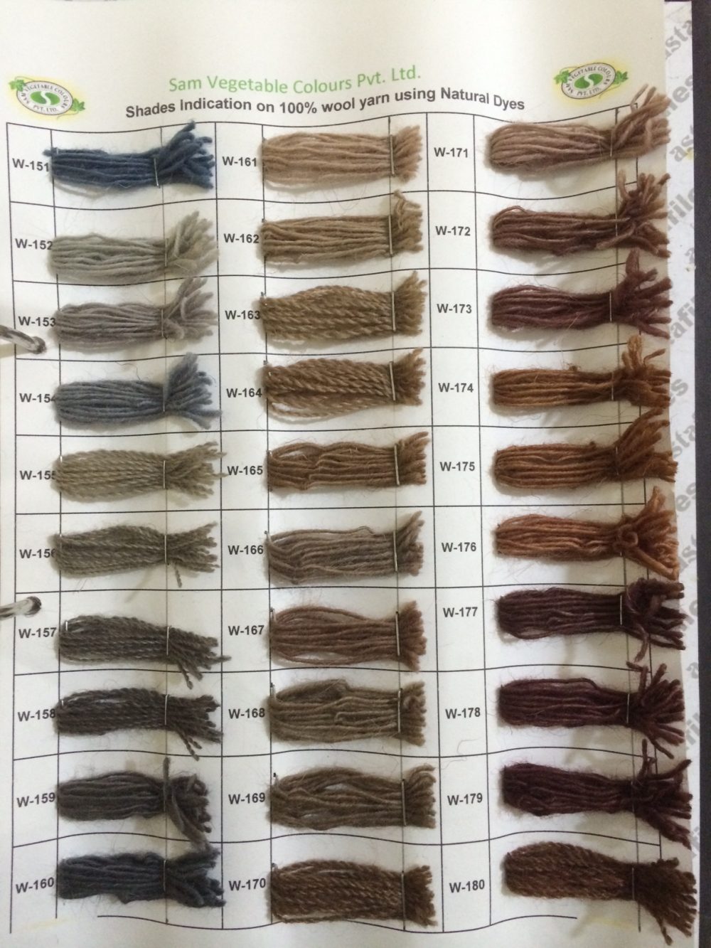 Natural Dye Shade Card on Carpet Wool Page 6