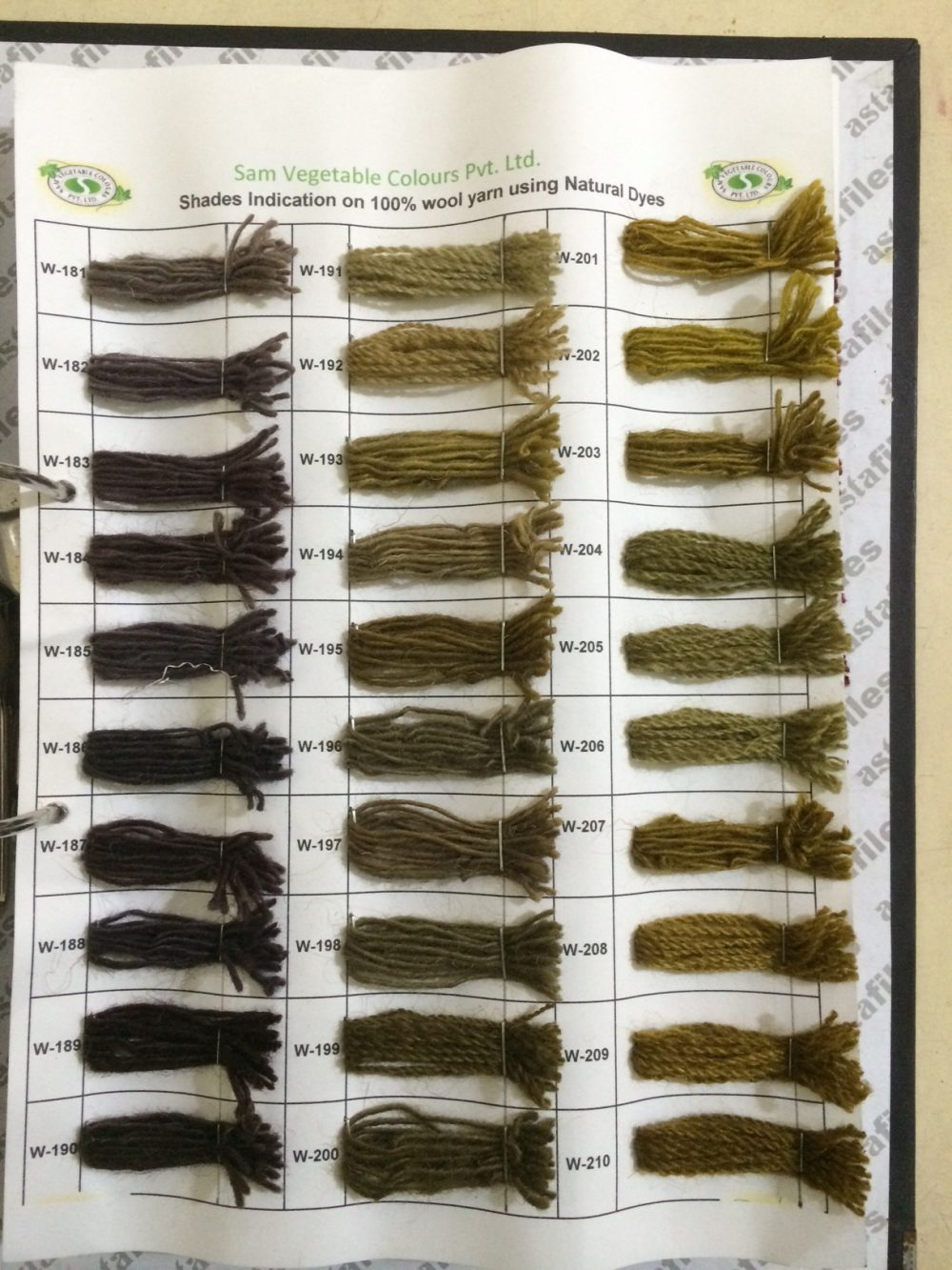 Natural Dye Shade Card on Carpet Wool Page 7