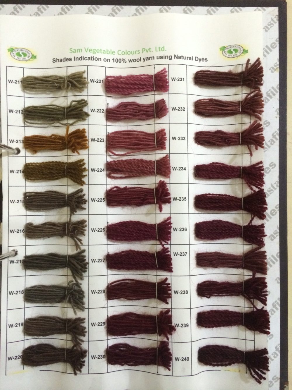 Natural Dye Shade Card on Carpet Wool Page 8