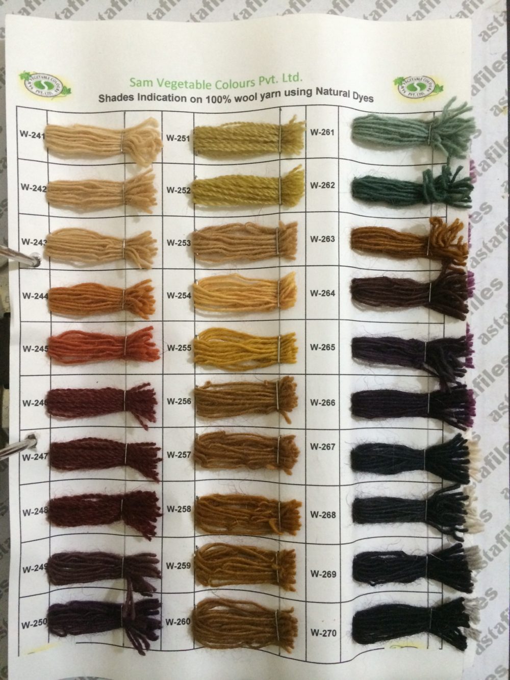 Natural Dye Shade Card on Carpet Wool Page 9