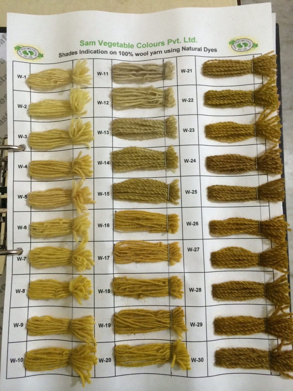 Natural Dye Shade Card on Carpet wool