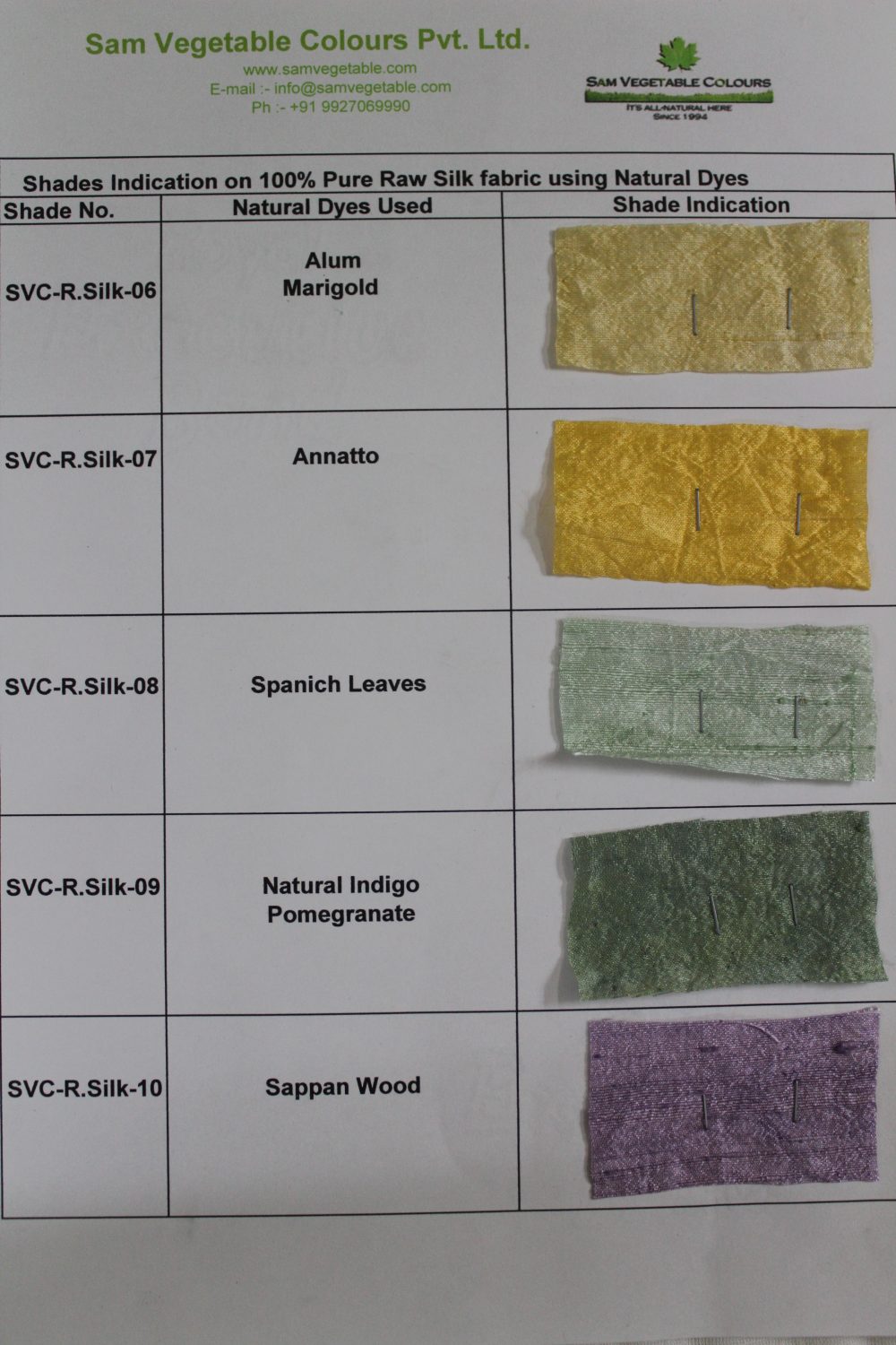 Natural Dye Shade Card on Silk Page7