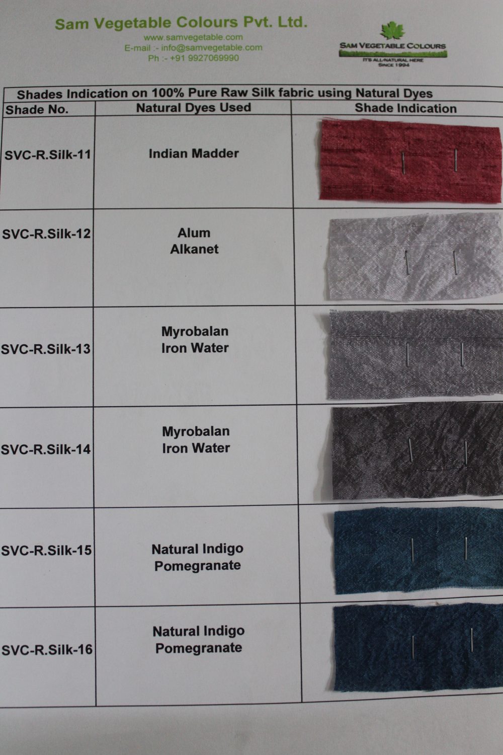 Natural Dye Shade Card on Silk Page8
